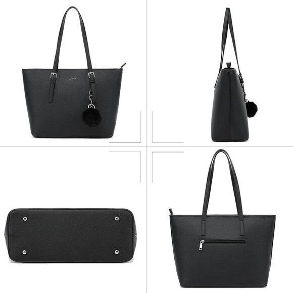 Women Tote Bag PU Leather Large Capacity Shoulder Purse for Work School Shopping - Picture 7 of 8